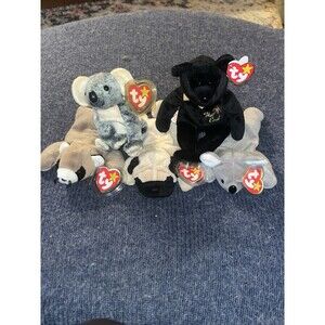 VINTAGE TY Beanie Babies Bears LOT of 5 The End/Mel/Eucalyptus/Ringo/pugsly